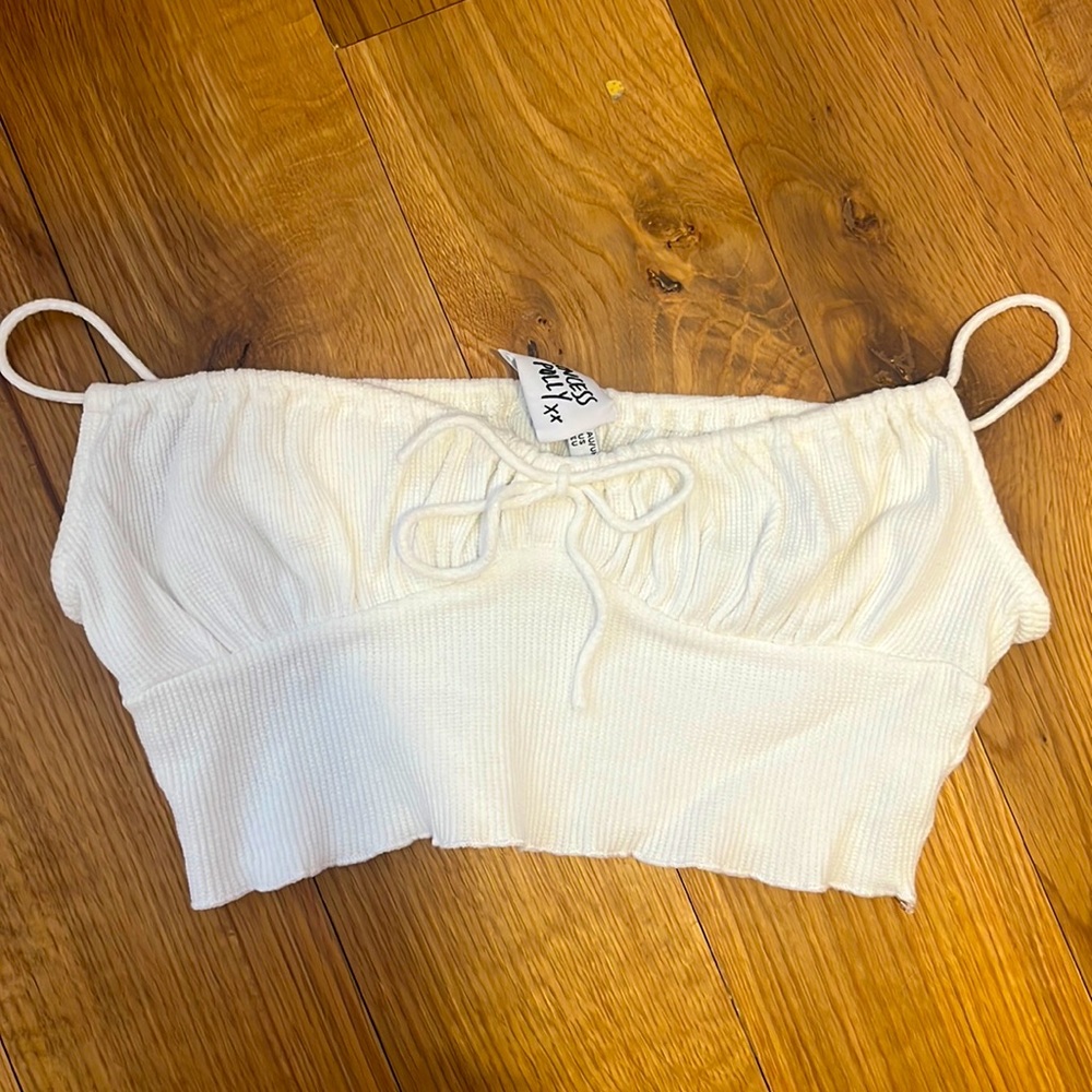 White Princess Poly cropped tank with bow